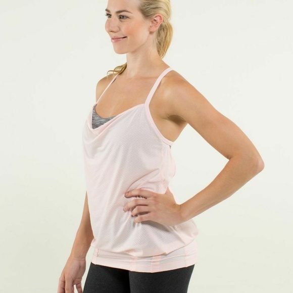 Lululemon Womens Sz 4 Tank Pink CYB LW Mesh Loose Body Fitted hip crossb… - Picture 3 of 11